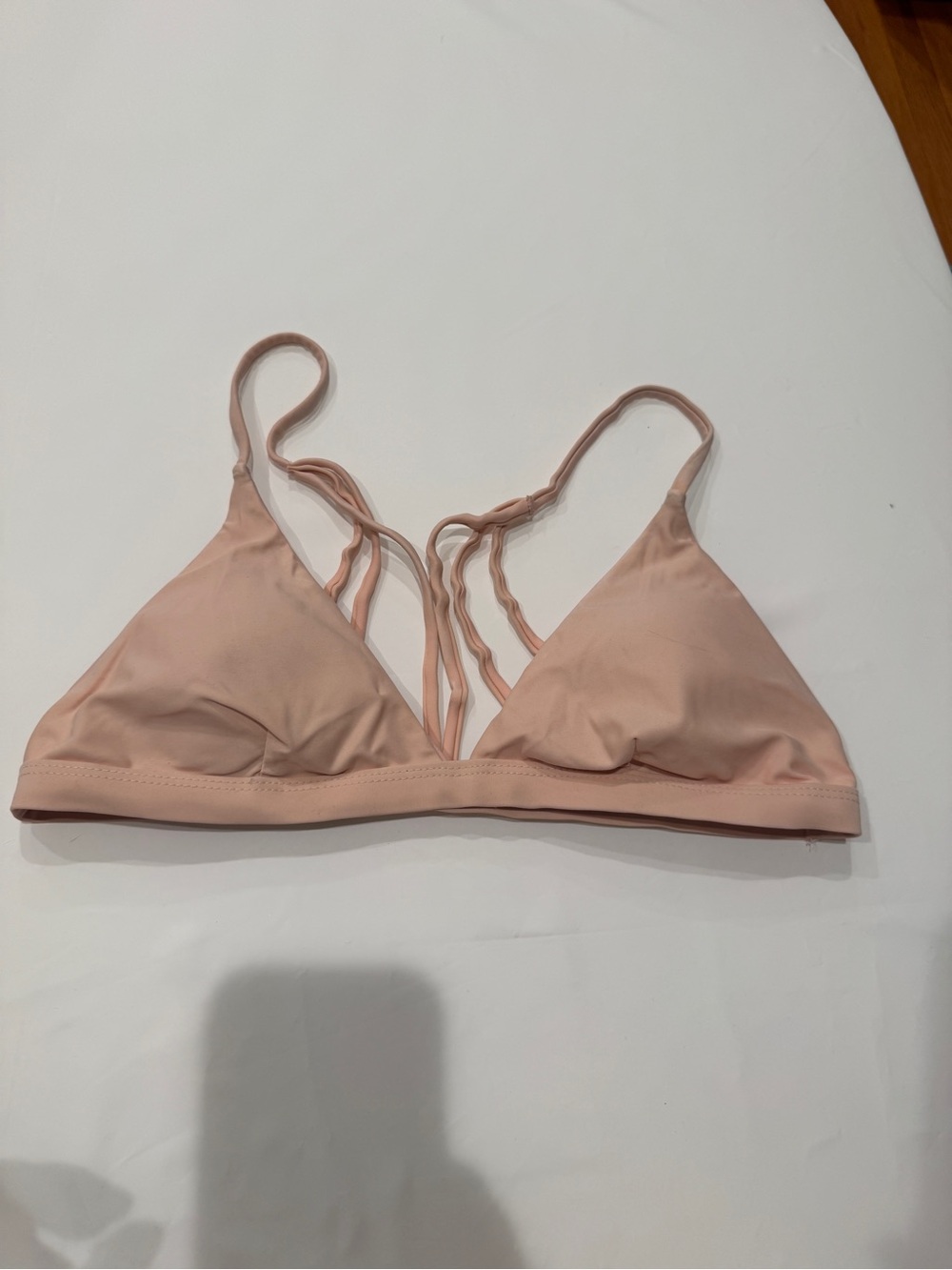 Blush Pink Strappy Triangle Bikini Top